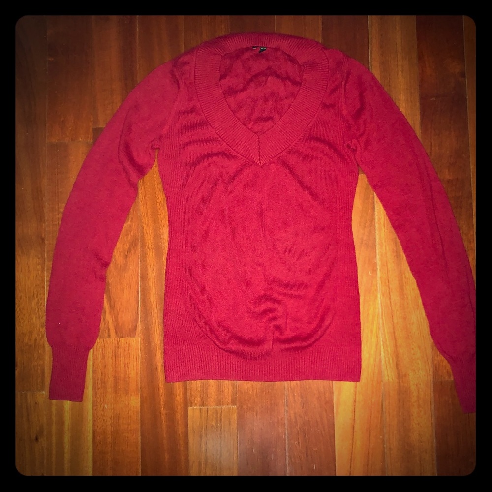 Express dark red v-neck sweater